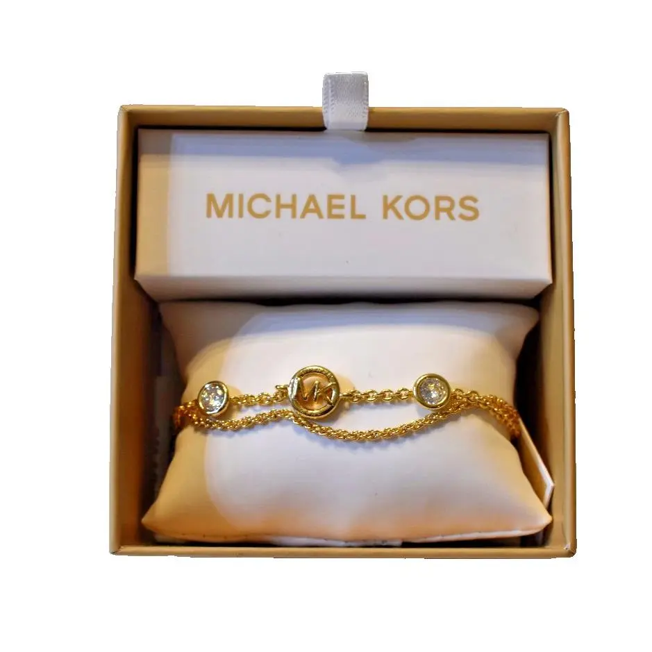 Crystal Layered Chain Bracelet Goldtone by Michael Kors