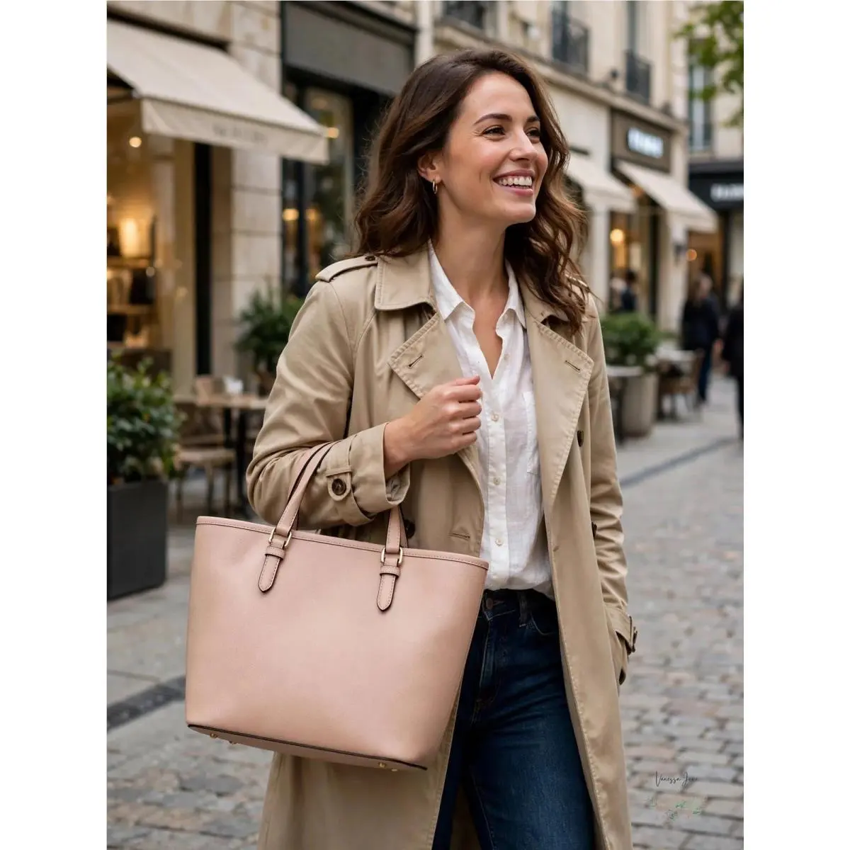 Leather Jet Set Tote Bag Ballet Pink by Michael Kors