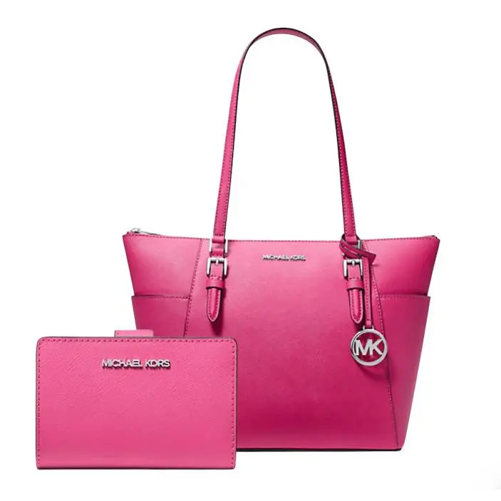 Michael Kors Saffiano Leather Charlotte Tote with Wallet