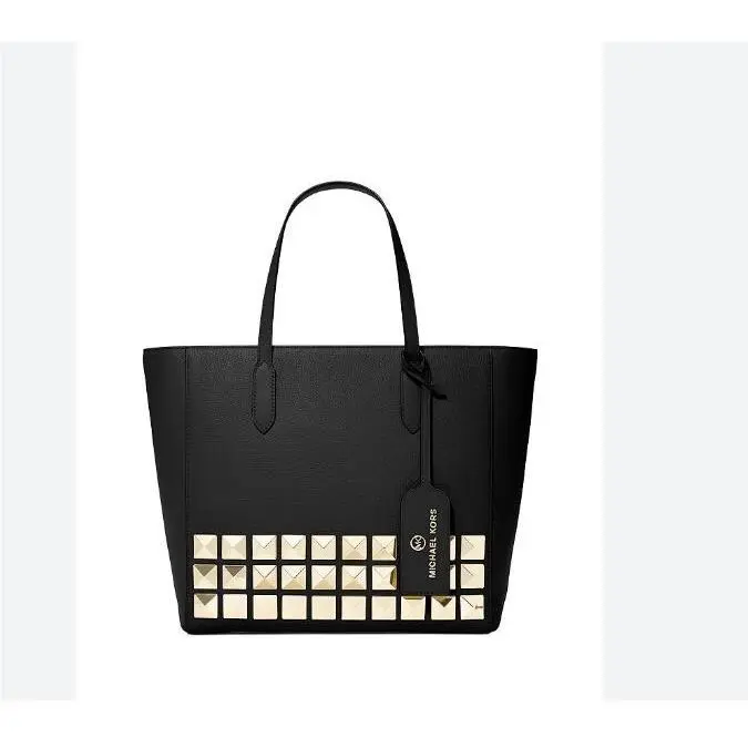 Sinclair East West Gold Studs Leather Large Tote Bag in Black by Michael Kors