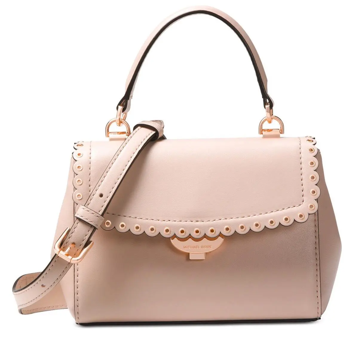 Top Hsndle Crossbody Soft Pink/ Rose Gold Leather Small by Michael Kors