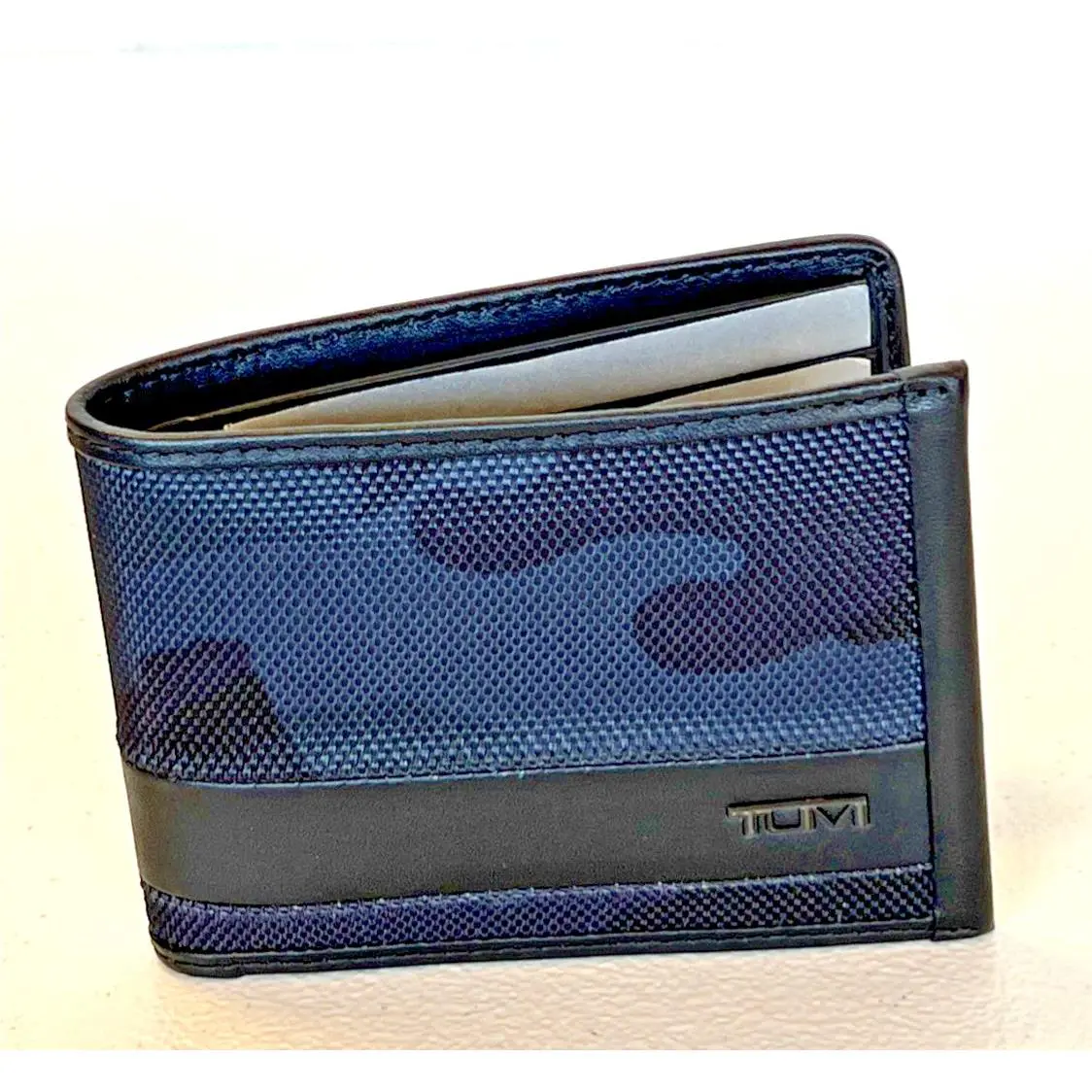 Double Billfold Navy Camo / Black Leather Nylon Lightweight by Tumi