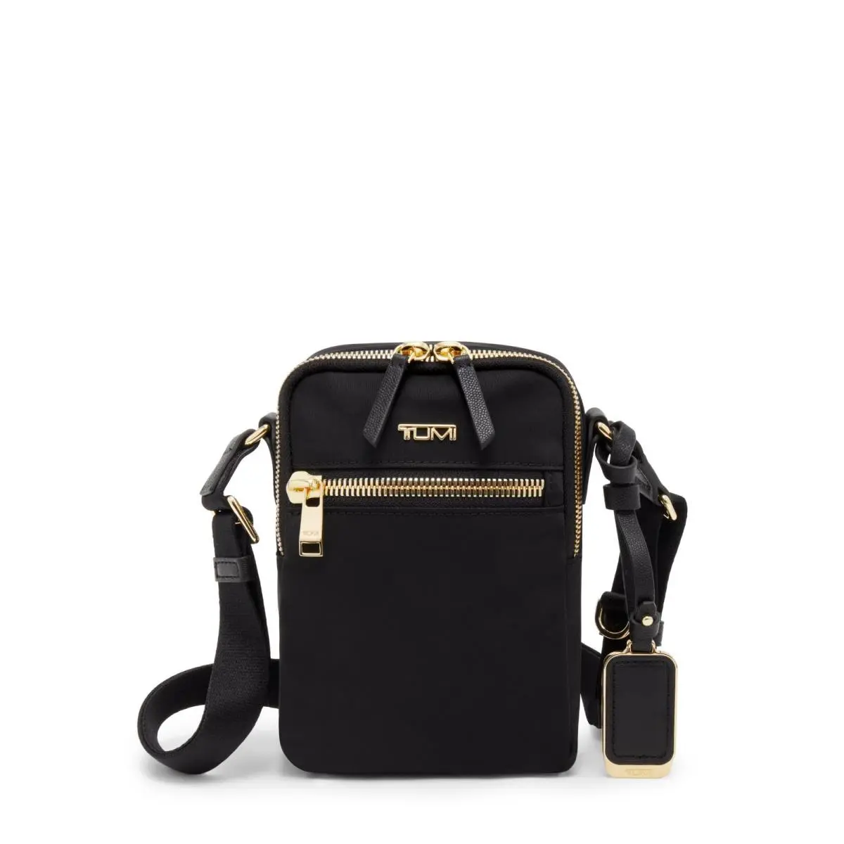 Tumi Voyageur Persia Crossbody Nylon Travel Shoulder Bag - Handle/Strap: Black, Hardware: Gold, Exterior: Black