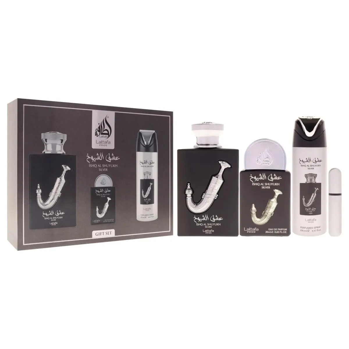 Men`s Ishq Al Shuyukh Silver Gift Set Fragrances 6290362346579 by Lattafa