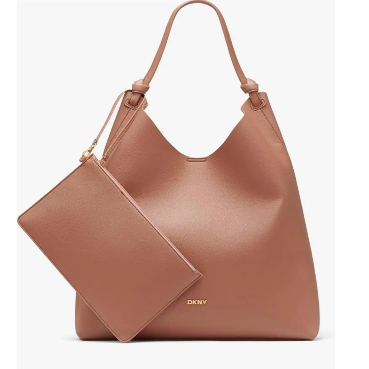 Dkny Paula Hobo Bag Brown Large Pebbled Leather Shoulder Bag