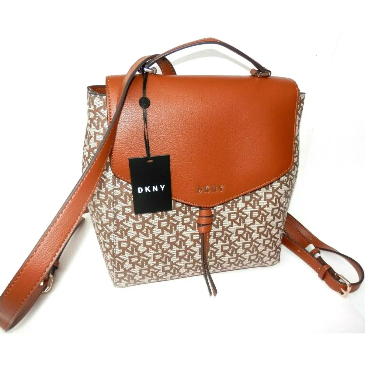 Dkny Tan/brown Saffiano Leather Backpack Bag by DKNY
