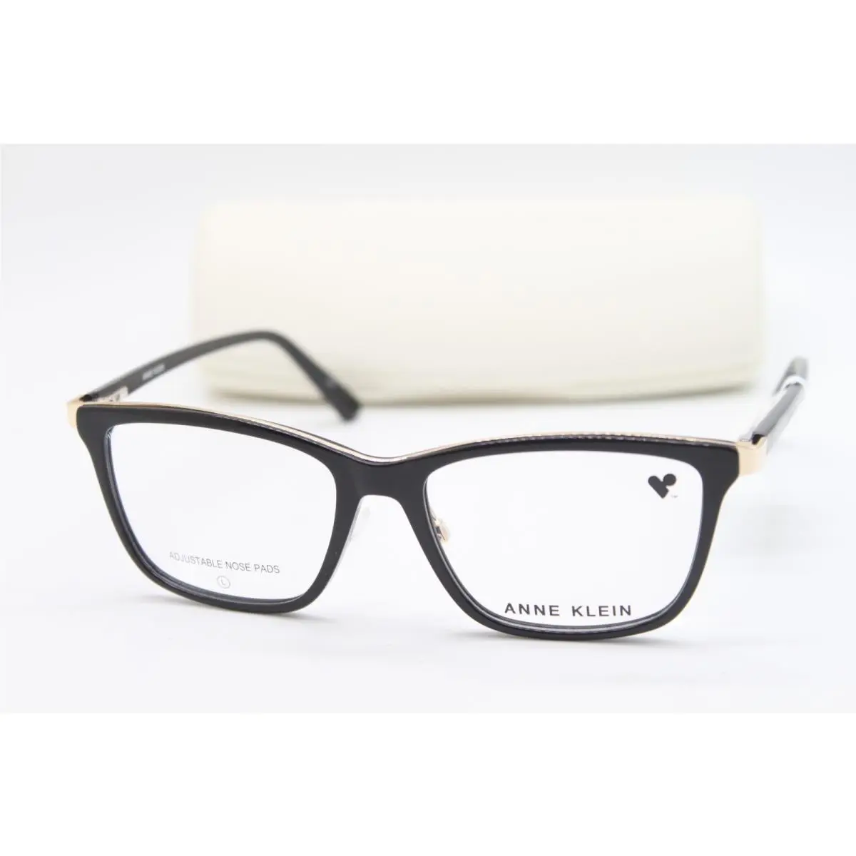 AK5114 001 Black Gold Eyeglasses W/case 55-17 by Anne Klein