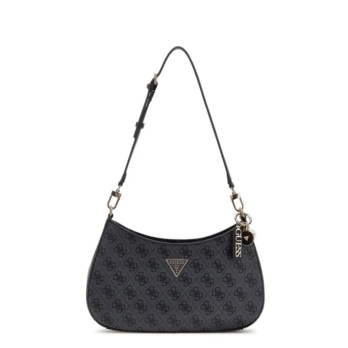 BG967218 Noelle Top Zip Womens Shoulder Bag Adjustable Strap In Coal by Guess