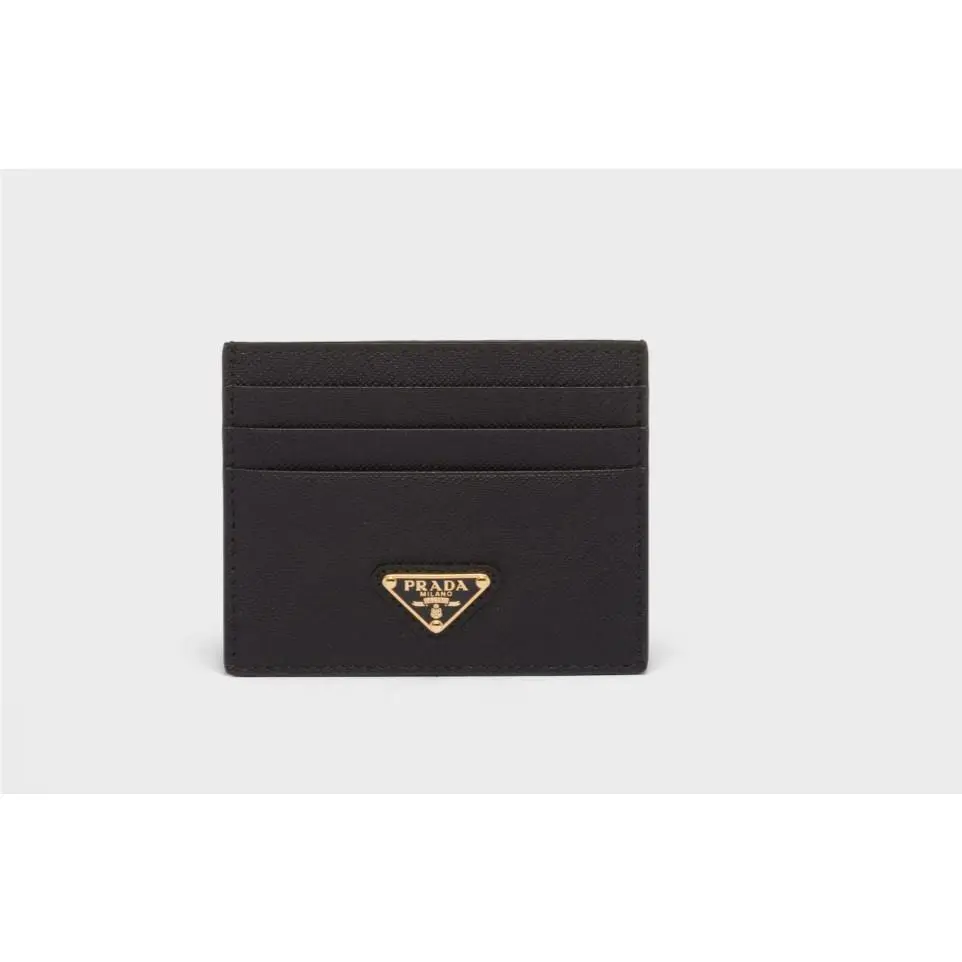Prada Saffiano Leather Credit Card Holder IN Black