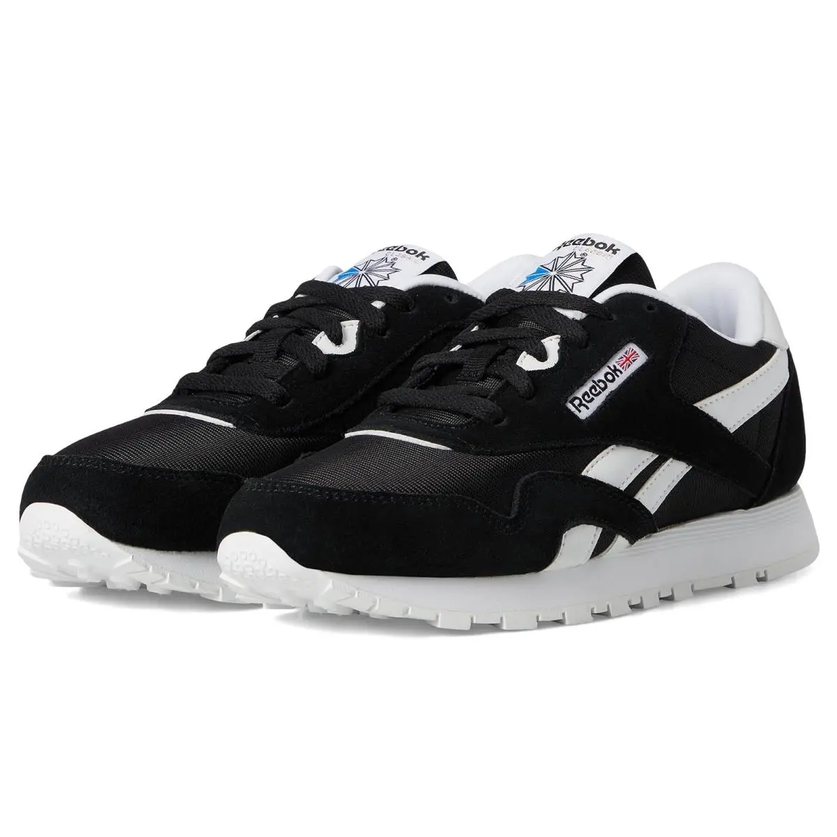 Boys` Sneakers Athletic Shoes  Kids Classic Nylon Big Kid Black/Black/White by Reebok