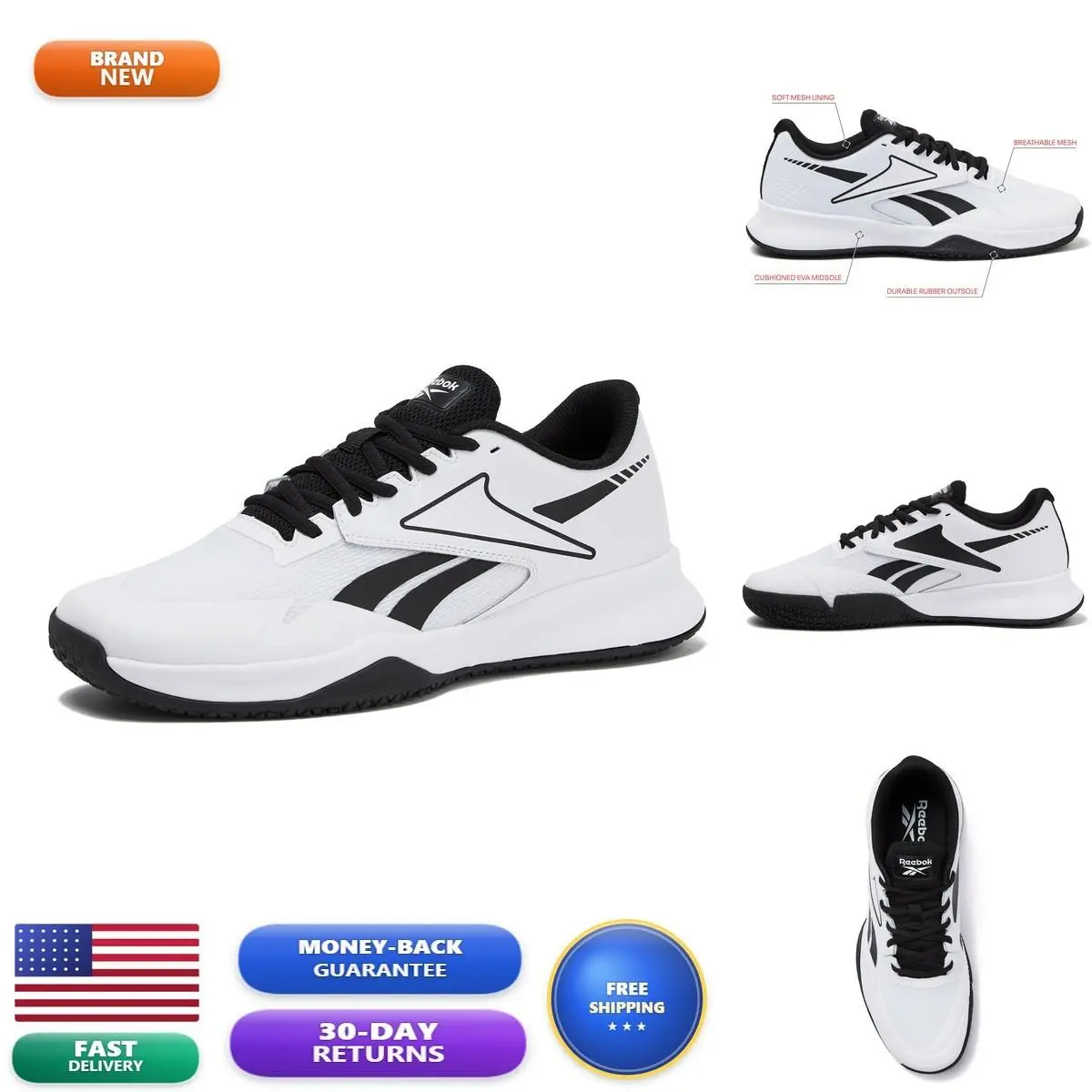 Classique Court Mens Tennis Shoes White/black Size 9.5 by Reebok