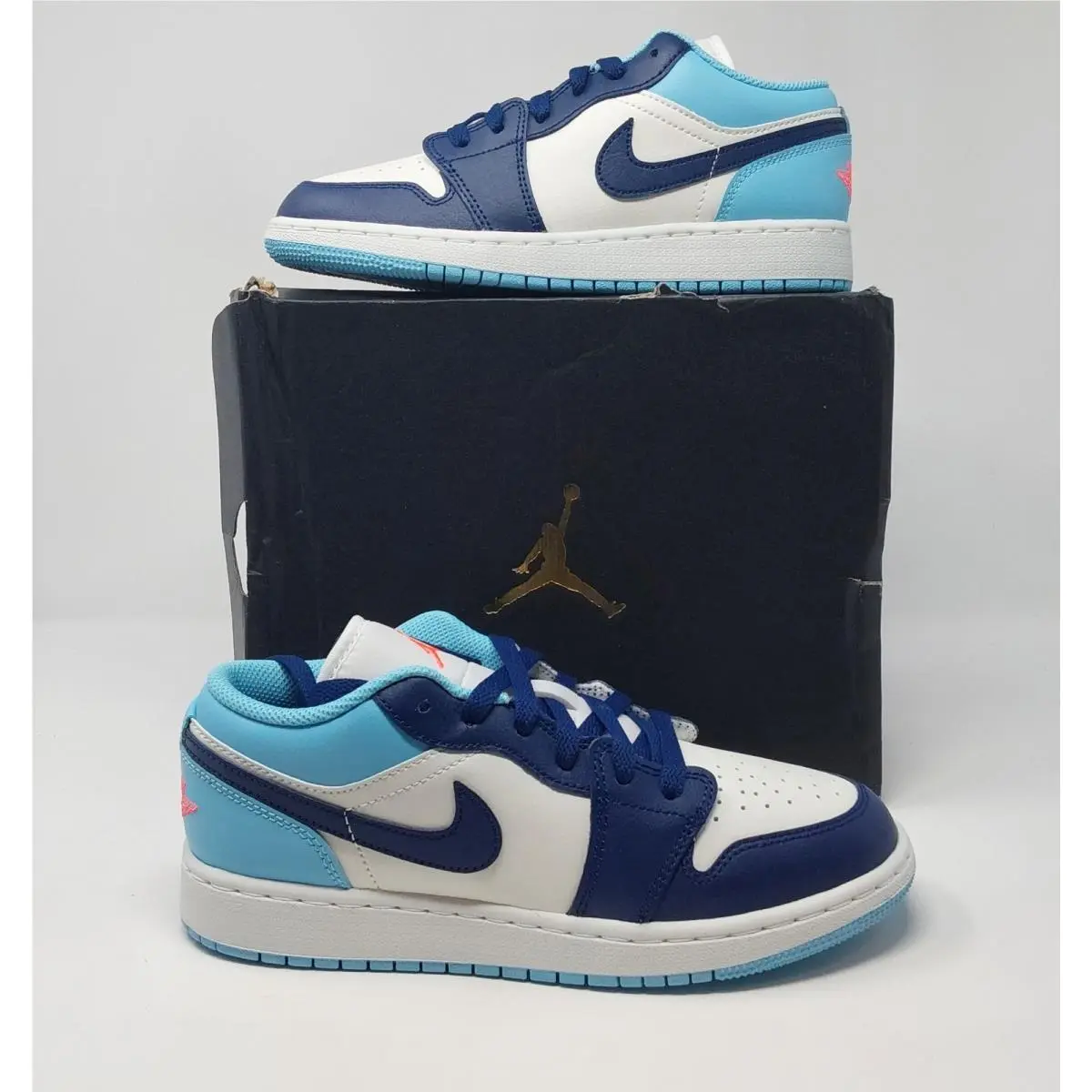 Air Jordan 1 Low GS Sail Blue Chill 5.5Y 553560-149 w/ Box