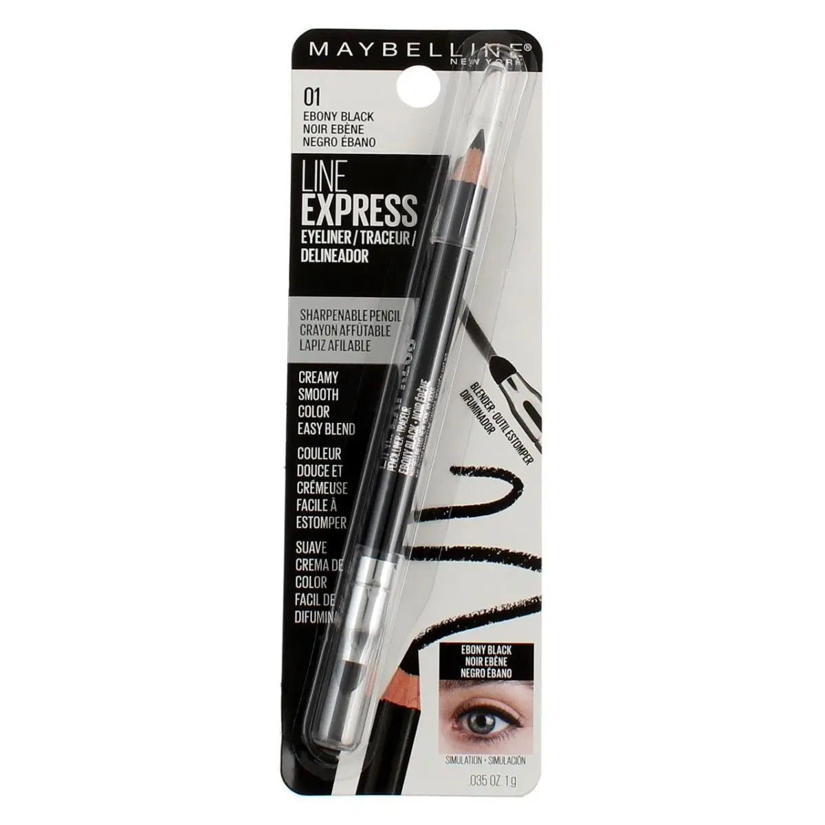 6 Pack Maybelline York Eyeliner Pencil Ebony Black 0.035 oz