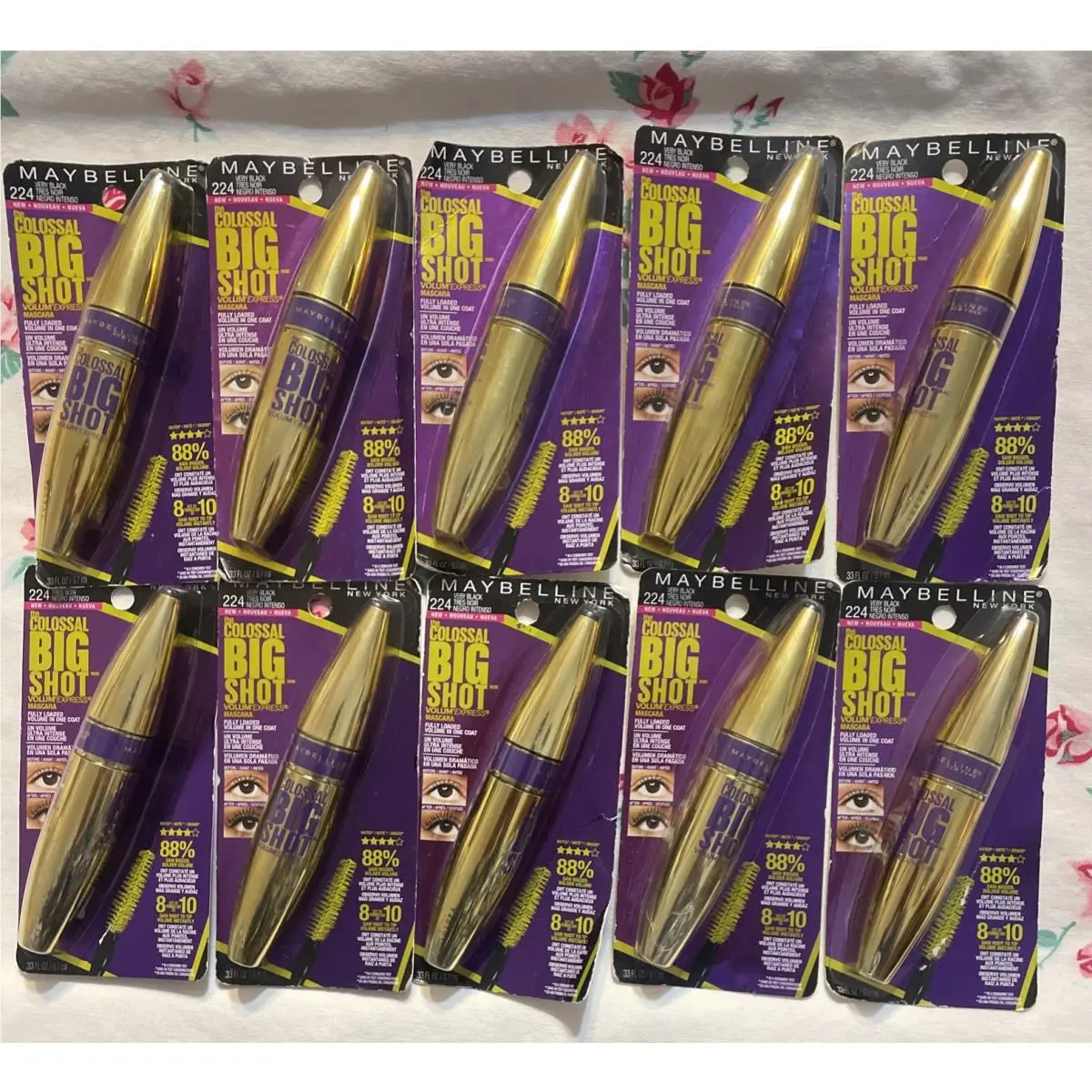 10 Maybelline Colossal Big Shot Washable Mascara 224 Very Black Disc Nip