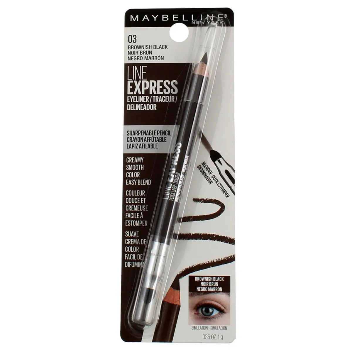 6 Pack Maybelline York Eyeliner Pencil Brownish Black 0.035 oz