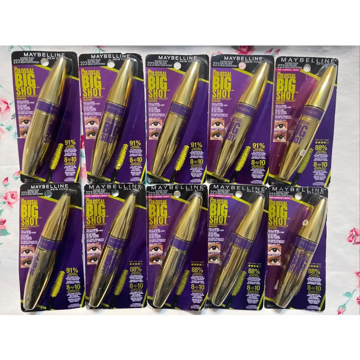 10 Maybelline Colossal Big Shot Washable Mascara 223 Blackest Black Disc