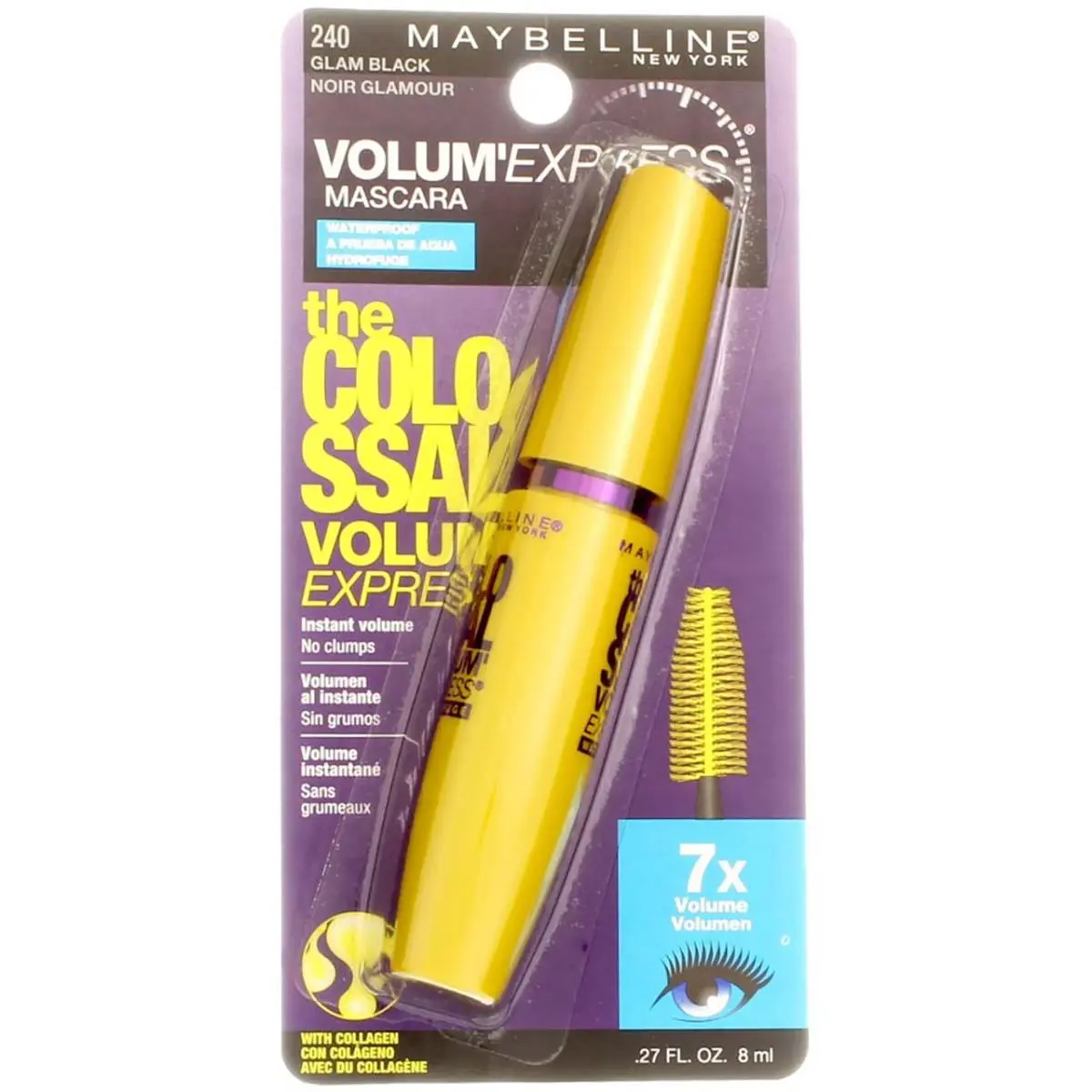 4 Pack Maybelline Volum` Express The Colossal Waterproof Mascara Glam Black