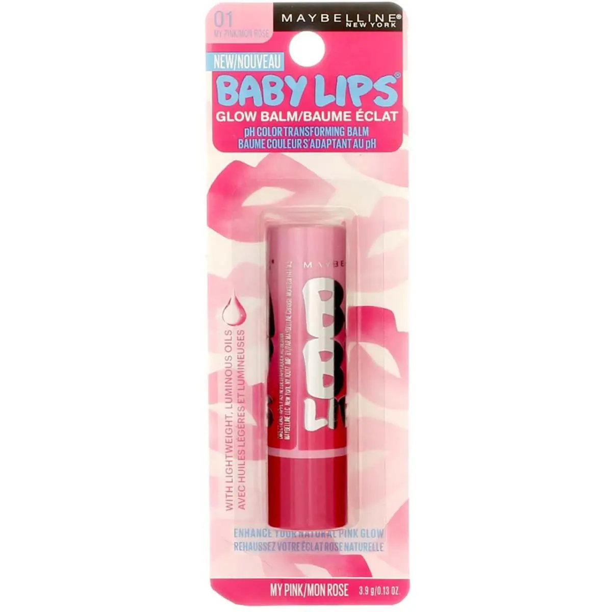 6 Pack Maybelline Baby Lips Glow Lip Balm My Pink 0.13 oz