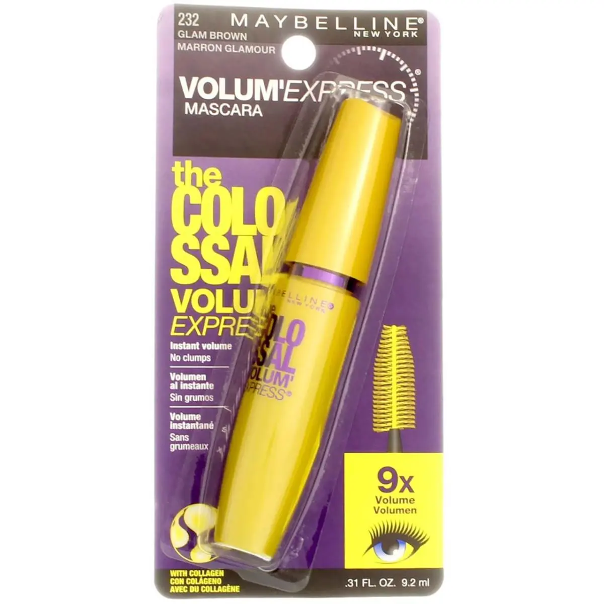 4 Pack  Volum` Express The Colossal Washable Mascara Glam Brown by Maybelline