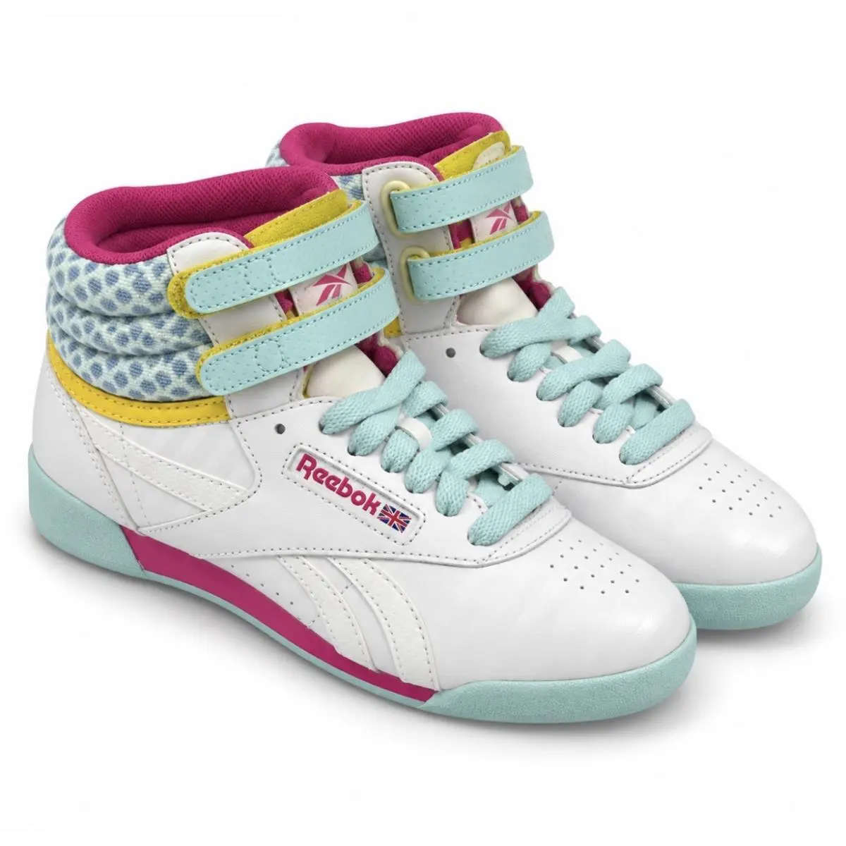 Reebok F/s Hi Junior Girls 4.5 White Pink Cool Breeze High Top Sneakers V63067