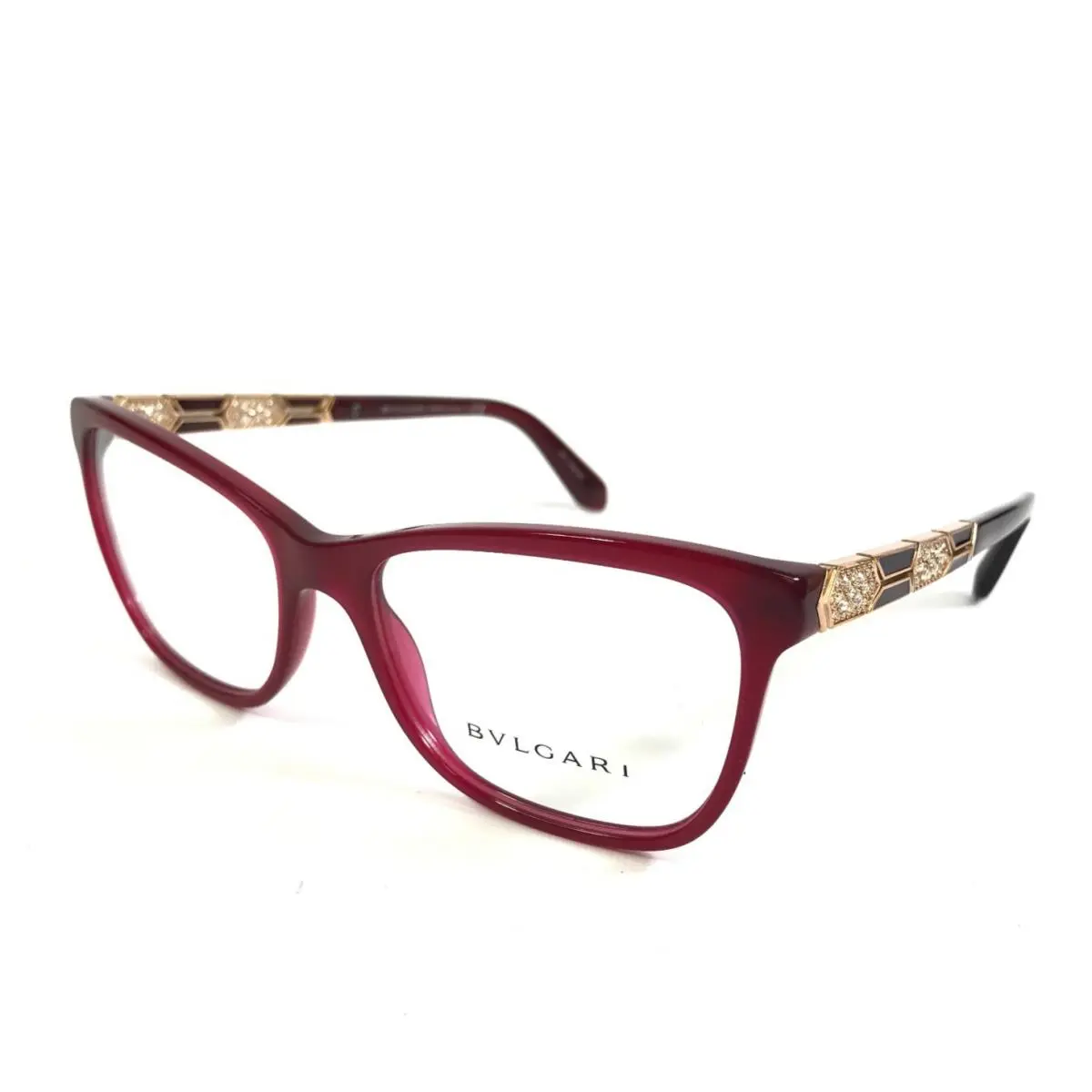 Bvlgari Eyeglasses Frames 4135-B 5333 Shiny Red Gold Cat Eye Full Rim 55-17-140