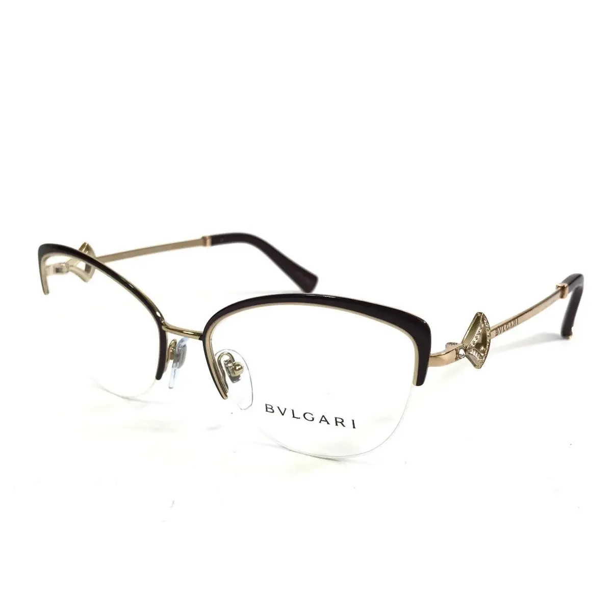 Bvlgari Eyeglasses Frames 2198-B 2035 Plum/pink Gold Cat Eye Crystals 55-18-140