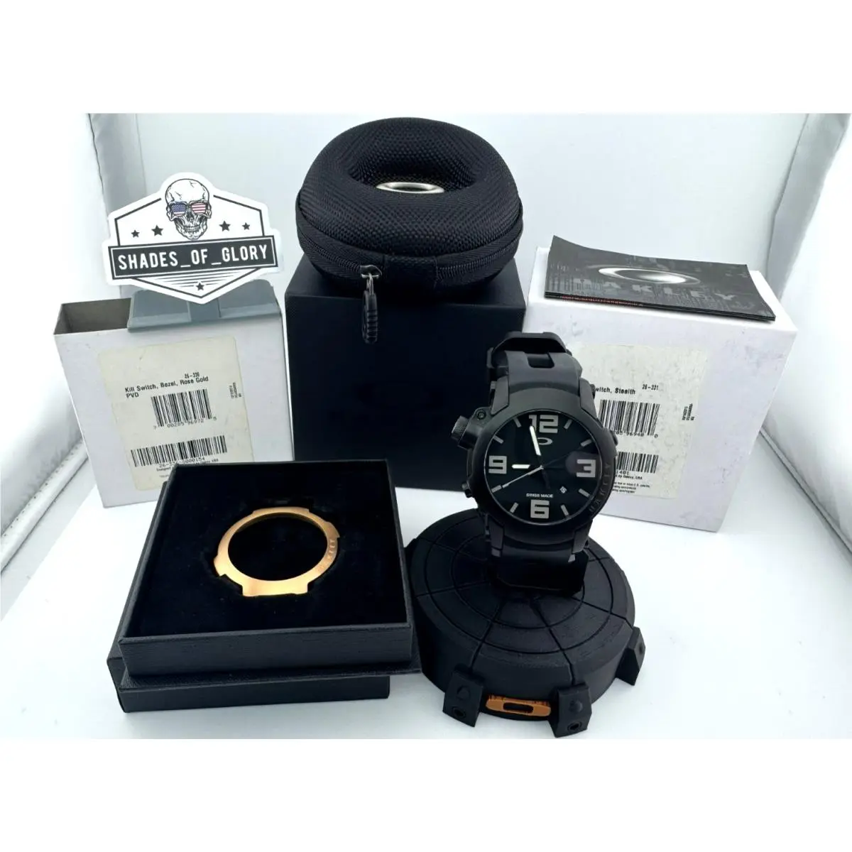 Kill Switch Stealth Black White W/ Extra Rose Gold Bezel Watch 26-331 by Oakley
