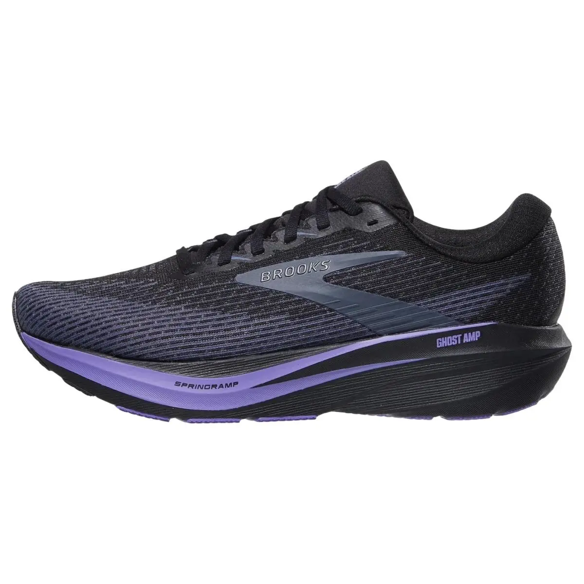 Brooks Ghost Amp Black Grey Purple Hebe Mens Size 8.5-13