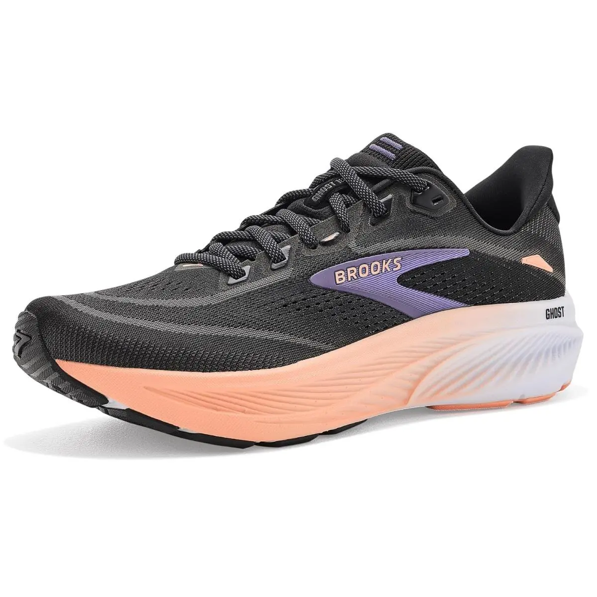 Women`s Sneakers Athletic Shoes  Ghost 18 Black/Mulled Grape/Peach by Brooks