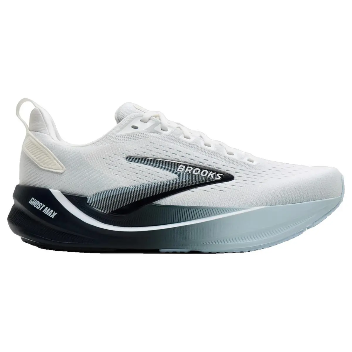 Brooks Ghost Max 4 White Navy Blue Mens Size 8-13 Low Top