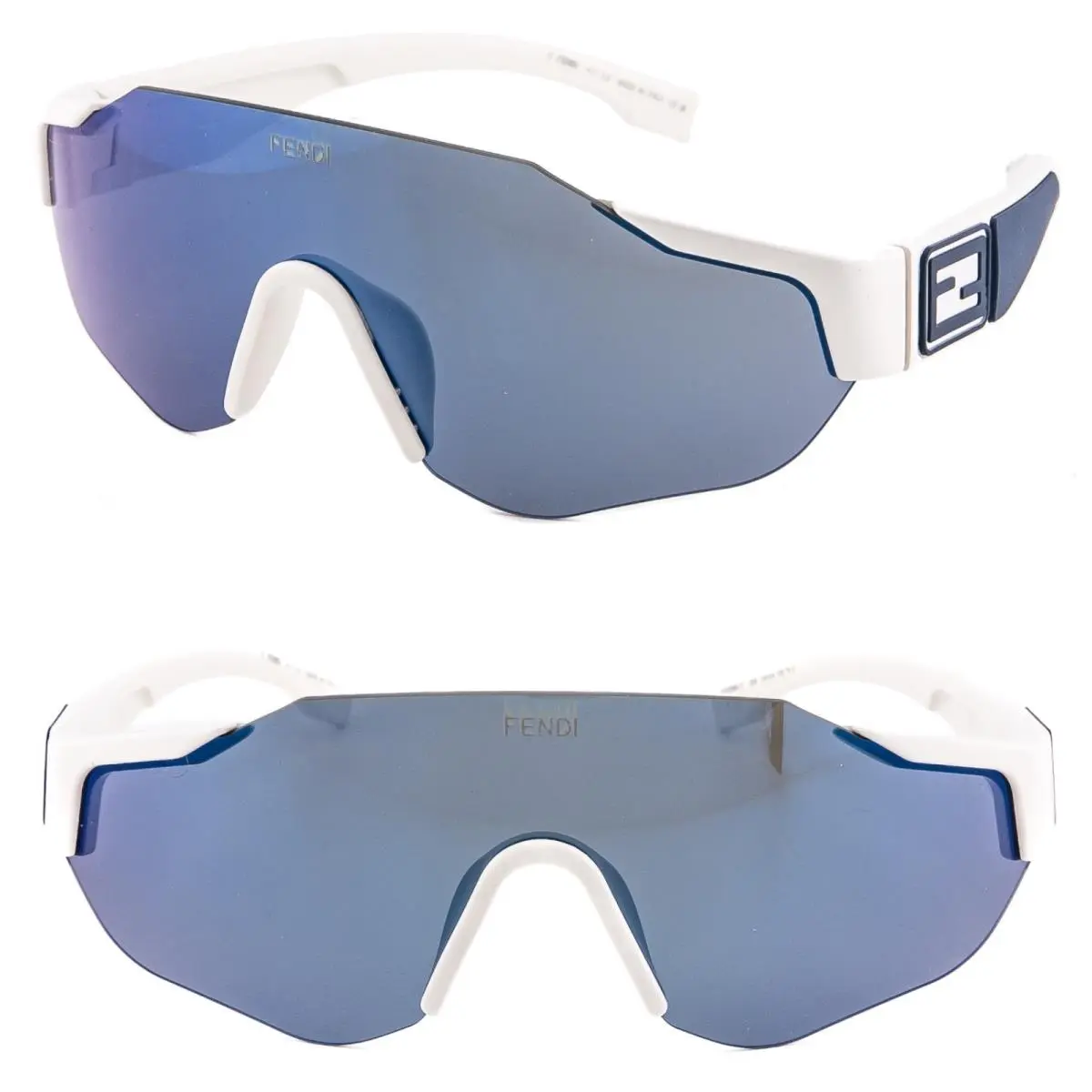 Sport Baguette 40088 White Blue Mirror Wrap Lanyard Sunglass FE40088U-Y by Fendi