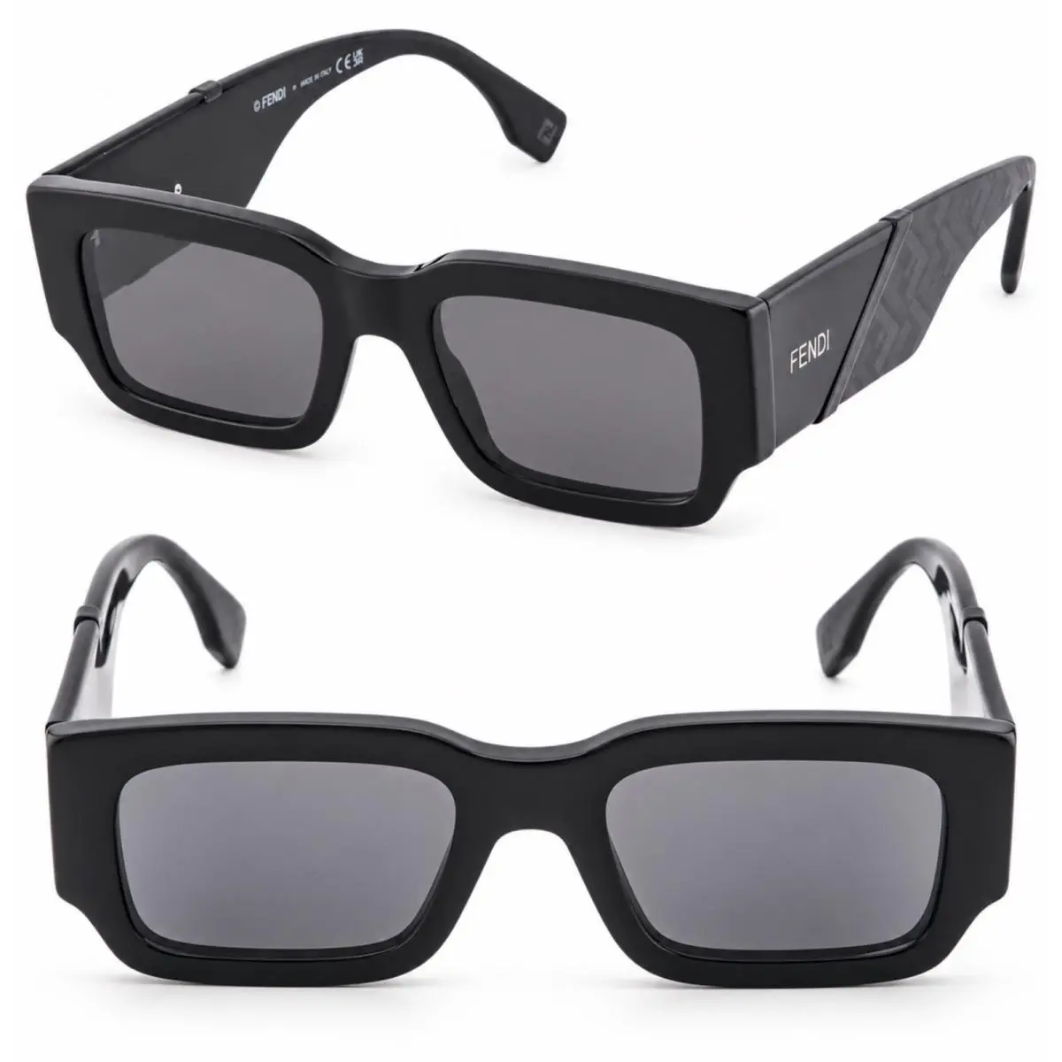 FE40131I Diagonal FF Monogram Logo Print Black Bold Sunglasses 01A by Fendi
