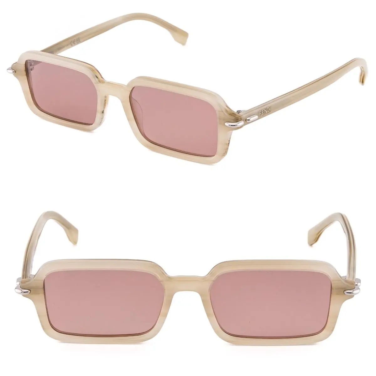 Selleria 40174 Horn Pink Fashion Rectangle Sunglass FE40174I 60Z by Fendi