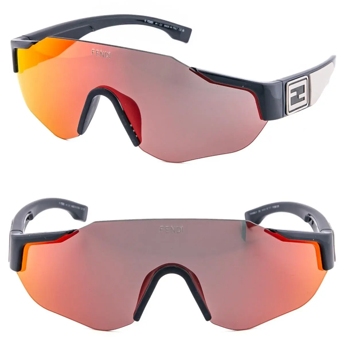 Sport Baguette 40088 Blue Red Mirror Wrap Lanyard Mask Sunglass FE40088U-Y by Fendi