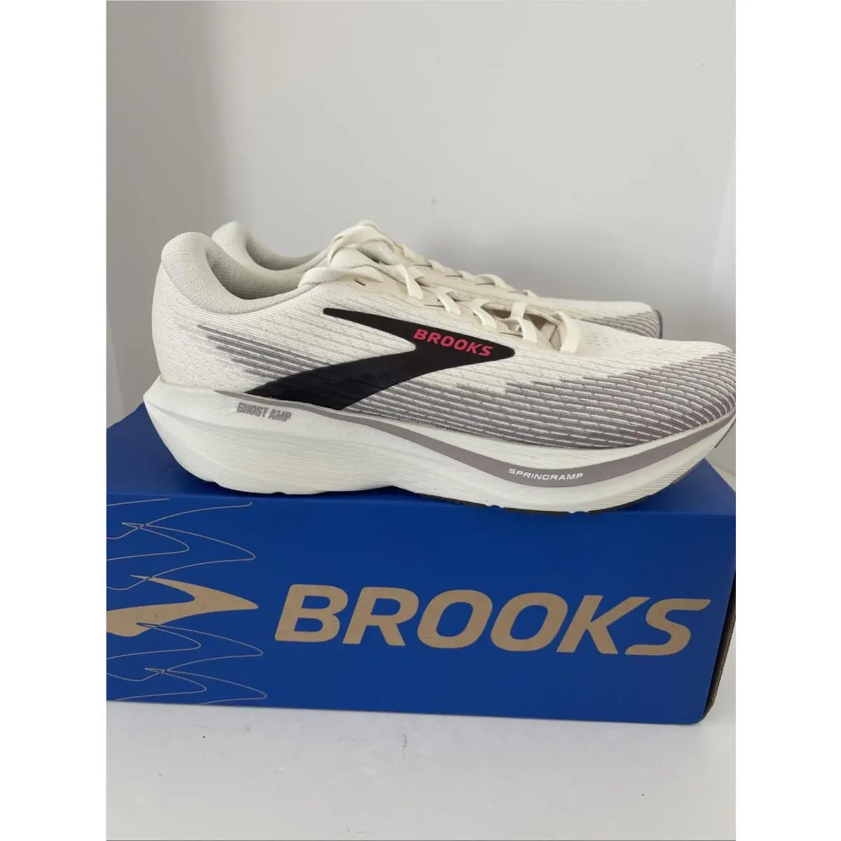 Brooks shoes - Brooks Ghost Amp 9.5 B - 1204861B218 - Artic Wolf/Dove/Pink 0