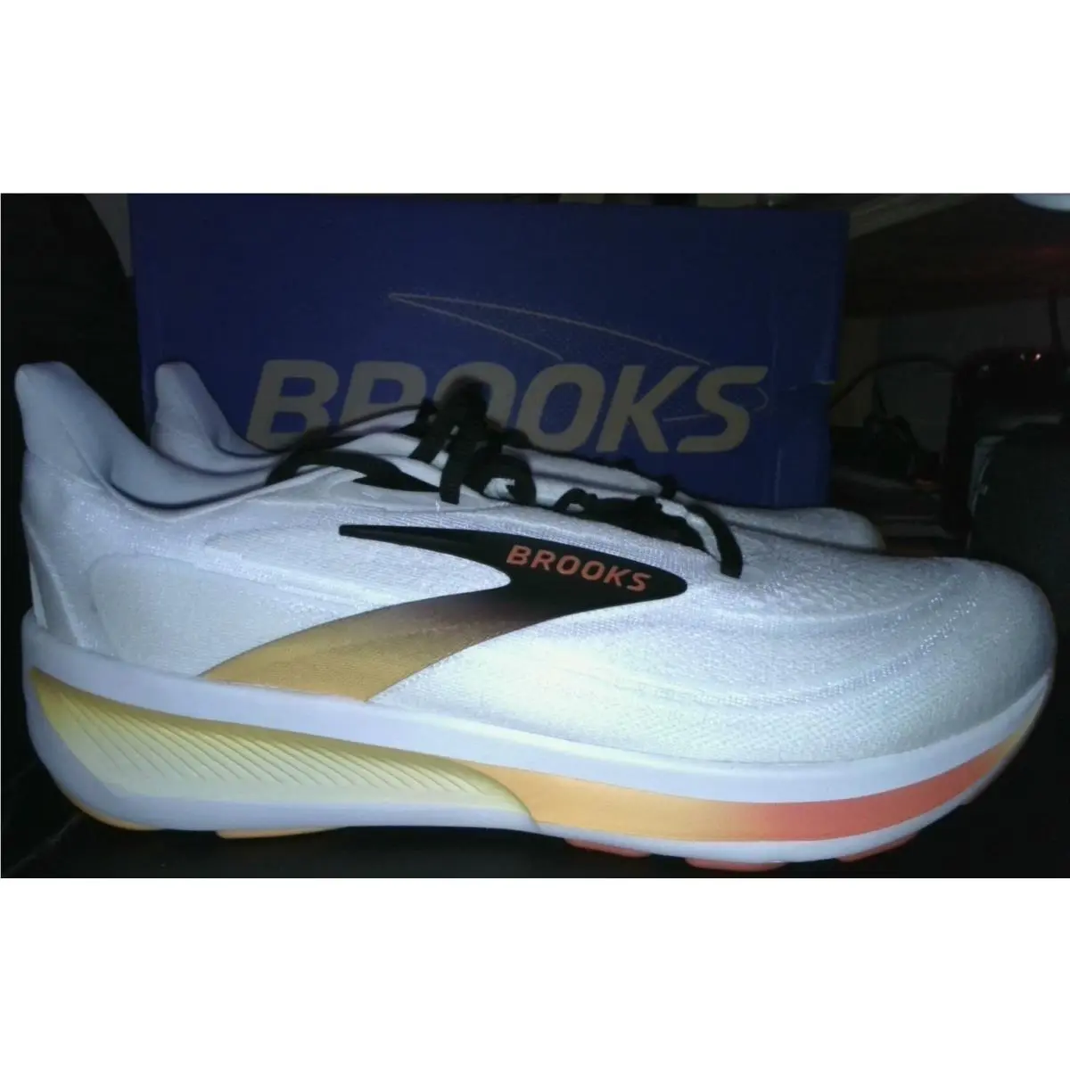 Brooks Men’s Revel 9 Neutral Running Walking Shoe White/orange/black 11 Medium