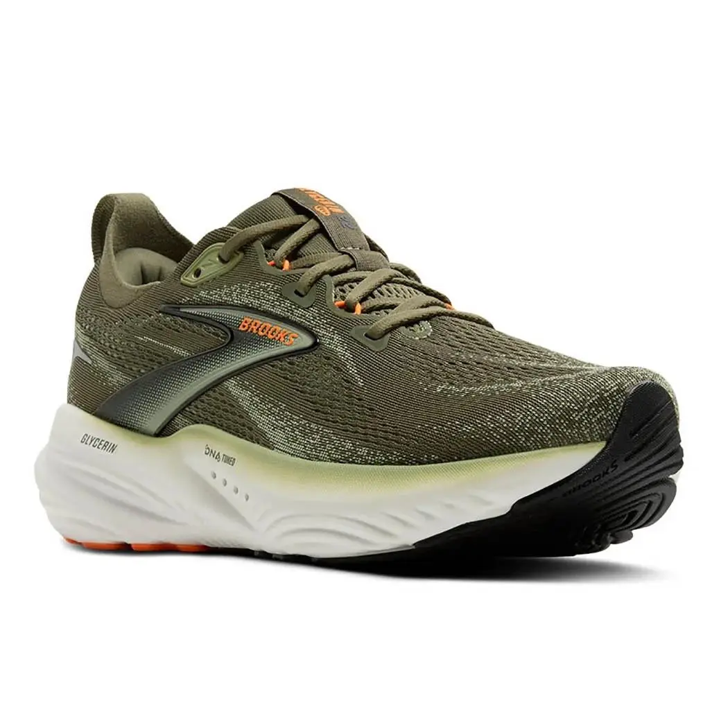 Men`s Glycerin 22 Dusty Olive Tea Orange Size 12D Medium Width by Brooks