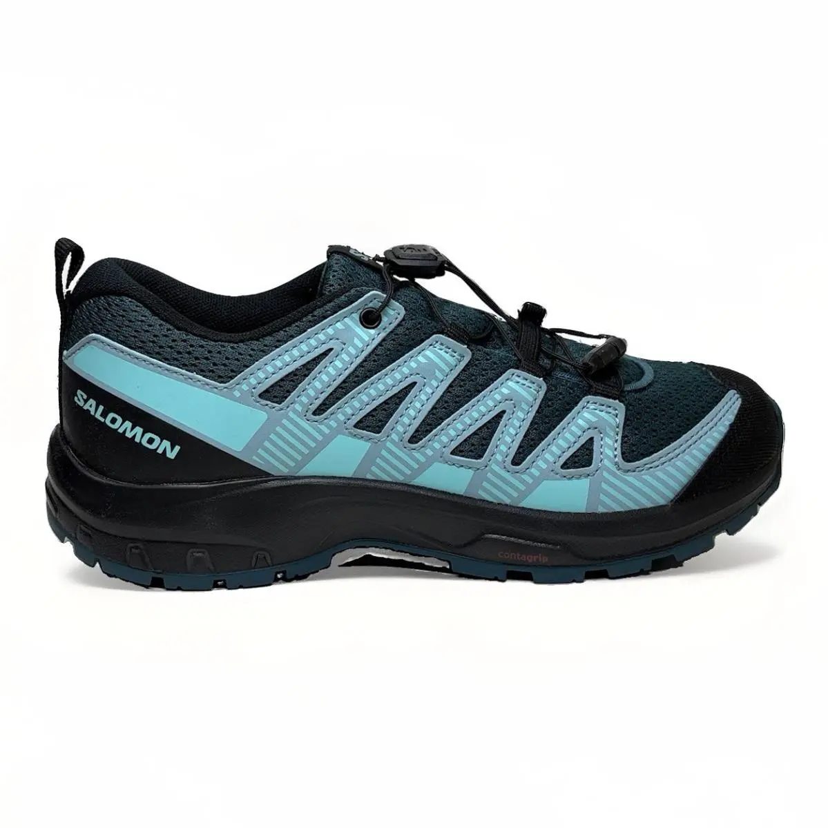 Salomon XA Pro V8 J Kids Size 4 Black Blue Trail Running/hiking Quicklace Shoes