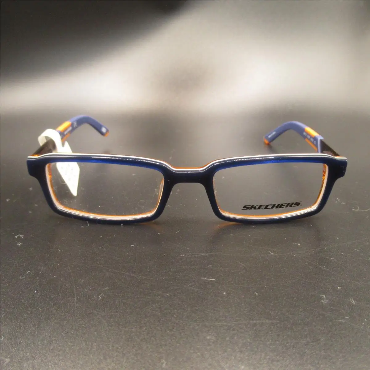Skechers SE1110 Navy Blue Orange Rectangle Eyeglass Frames 50-16-135