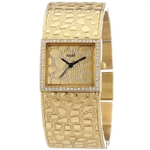 Croco Luxe Gold Tone 26mm Bangle Adjustable Band Women`s Watch W0223L2 by Guess