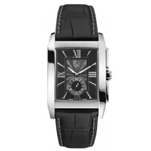Swiss  Collection Men`s Watch Black Dial Leather Strap Rectangular X64005G2 by Guess