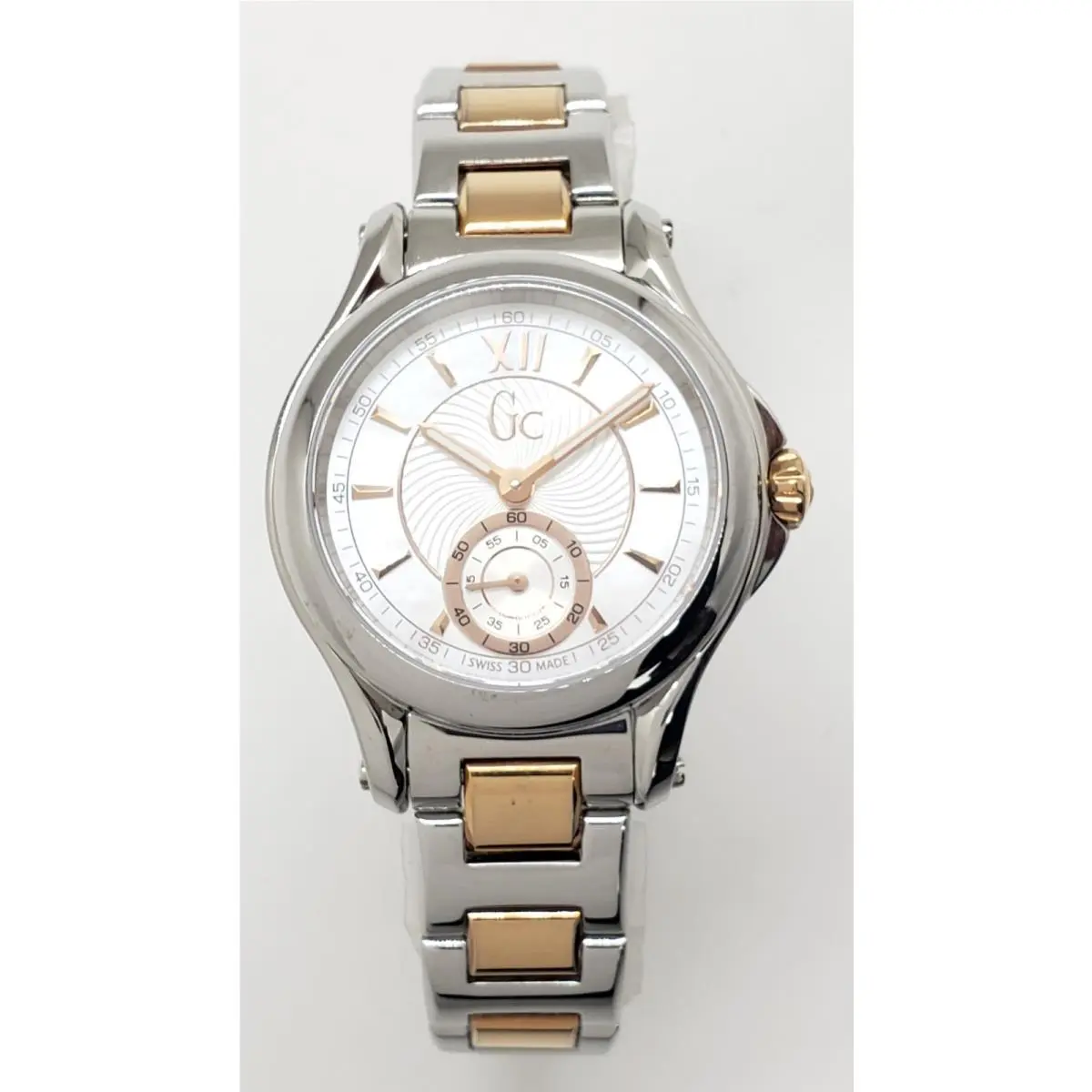 Collection 2Tone Silver Rose Gold 35 mm Mop Dial Women`s Watch Y98003L1S by Guess