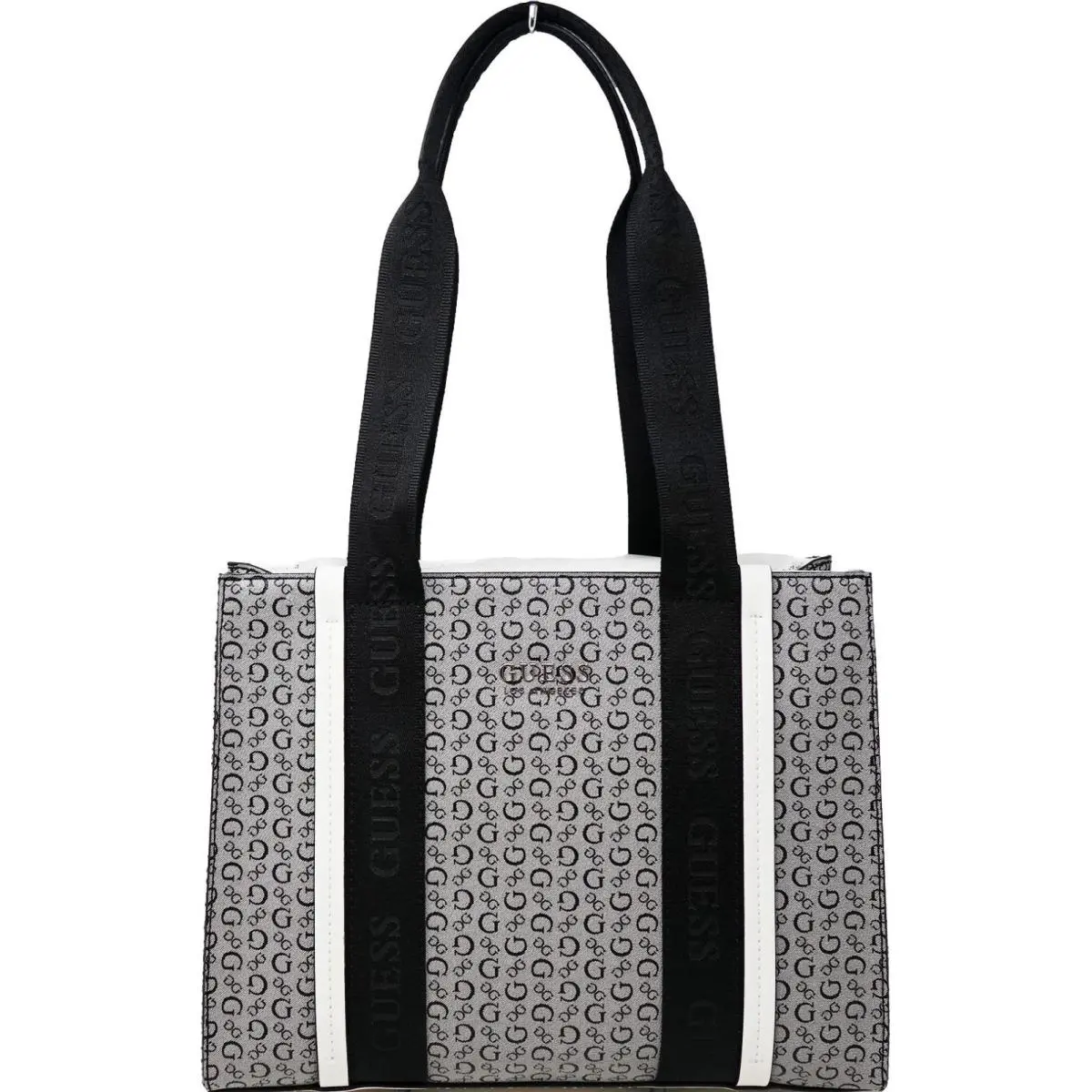 Women`s Logo Travel Carryall Tote Bag Handbag - Black / Gray by Guess