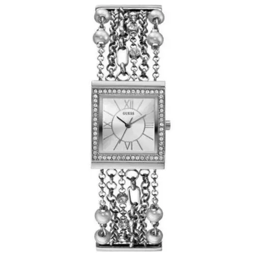 Silver Tone 25mm Chain Link Adjustable Band Women`s Watch W0417L1/W0140L1 by Guess