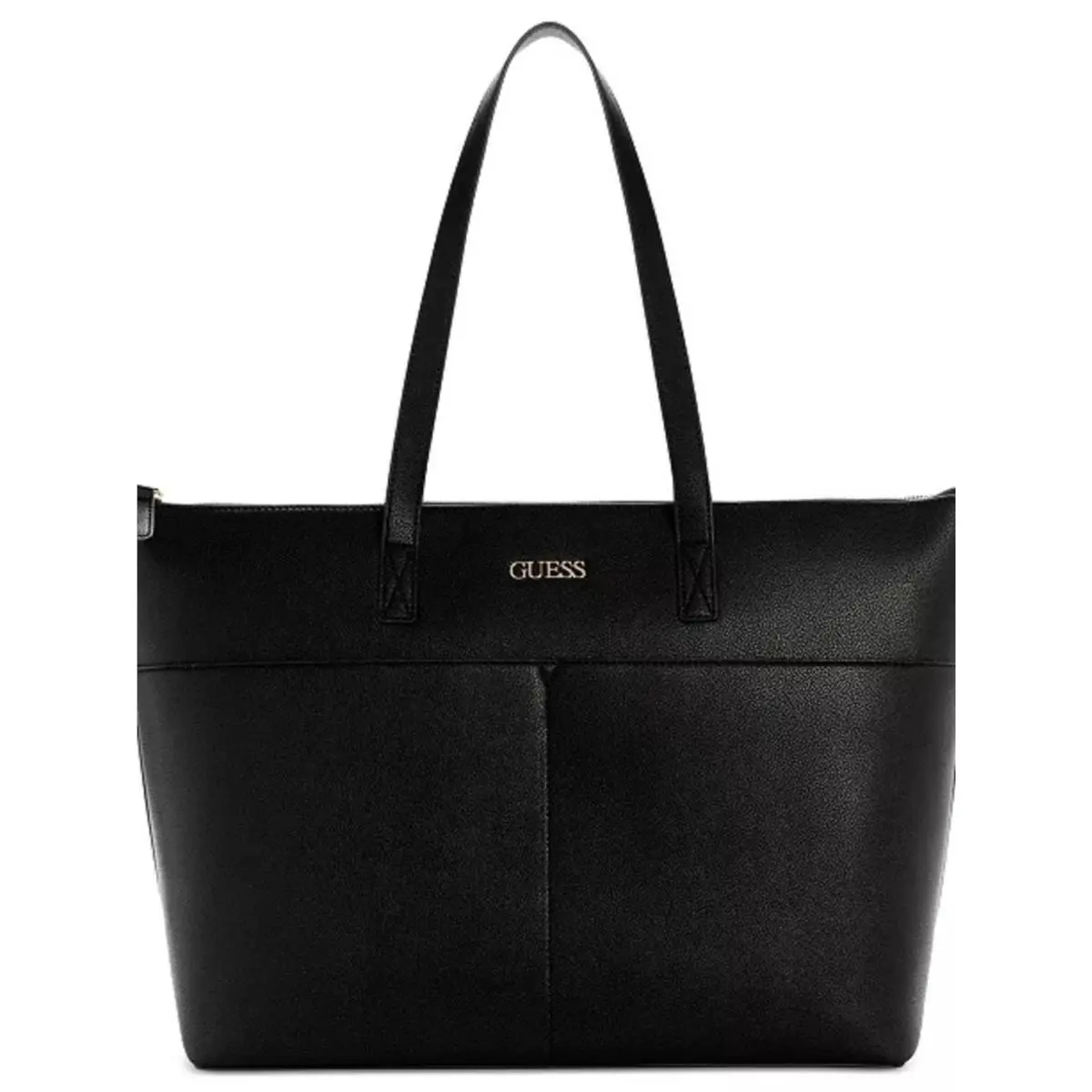 Azuleno Large Black Tote Bag Purse w/ Gold Logo Accents Multi Pockets by Guess