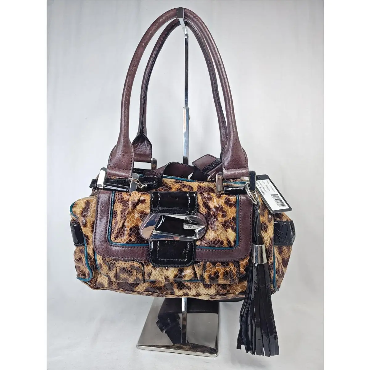Lindsey Mocha Animal Print Handbag Satchel LE249919 by Guess