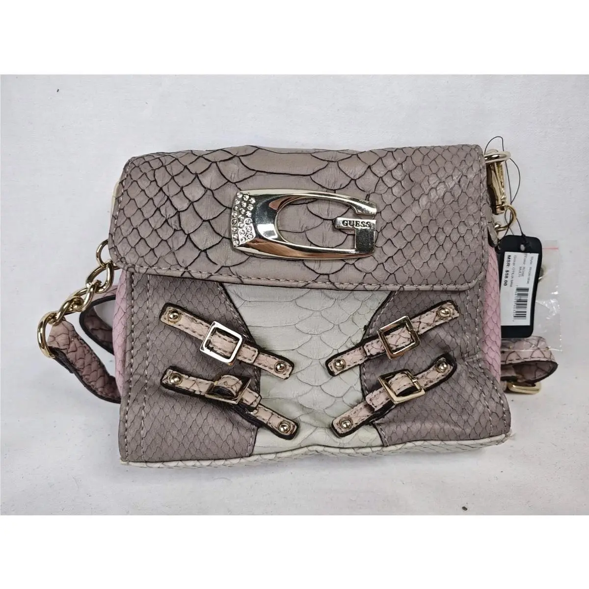 Otilia Mini Rose Multi Snakeskin Colorblock Crossbody Bag RH261896 NW by Guess