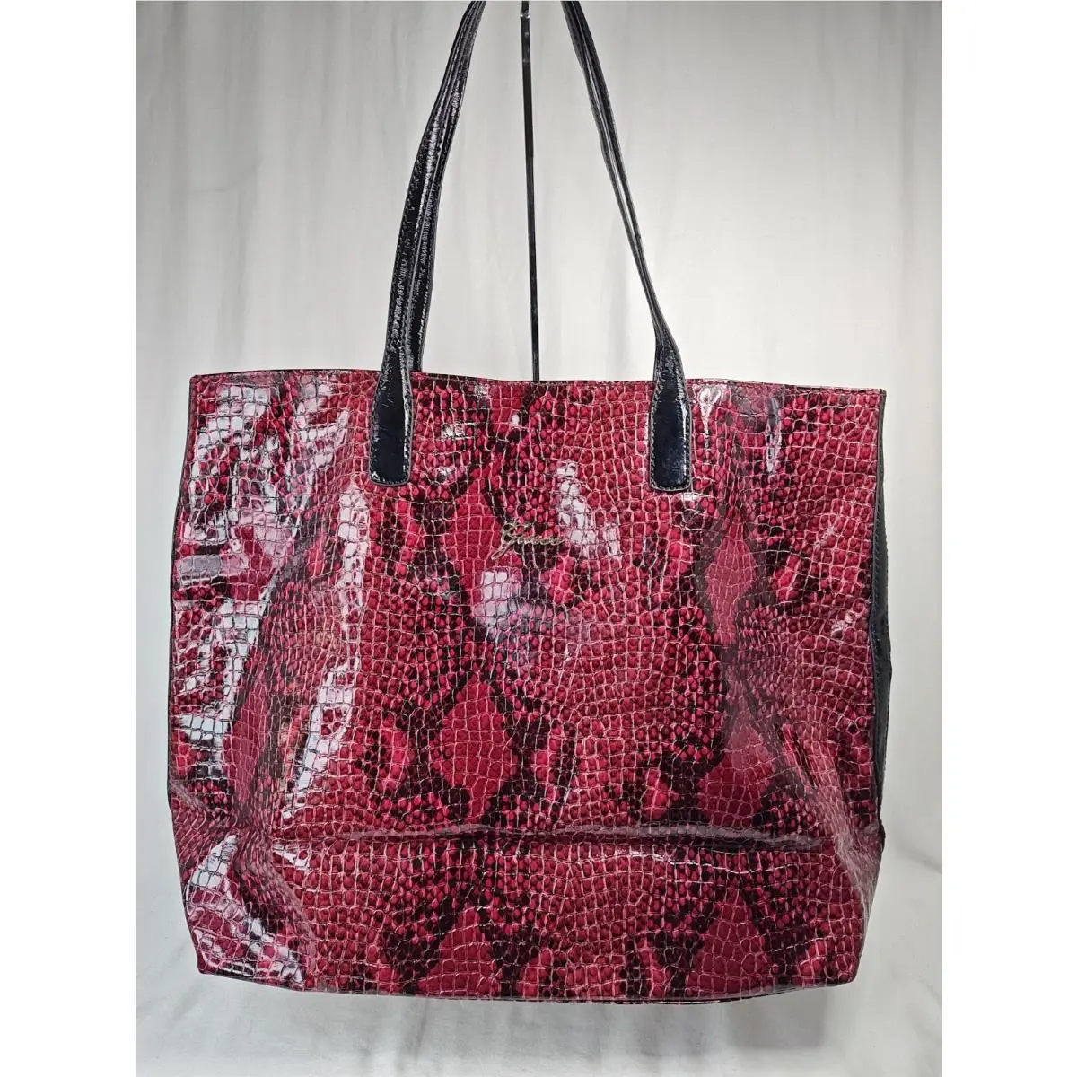 Velocity Ruby Red Snake Print Patent Tote Bag Handbag PG371624 by Guess