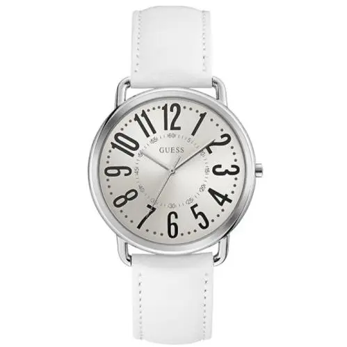 Women`s Kennedy Stainless Steel White Dial White Leather Watch W1068L1 by Guess