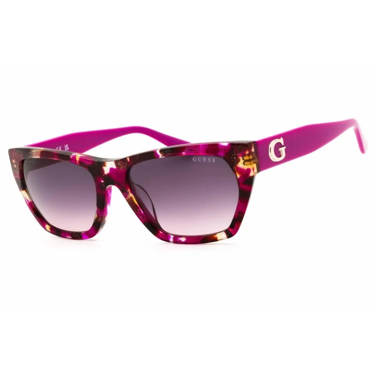 Women`s Sunglasses Shiny Lilac/fuchsia Acetate Cat Eye Frame GU00203-H 78F by Guess